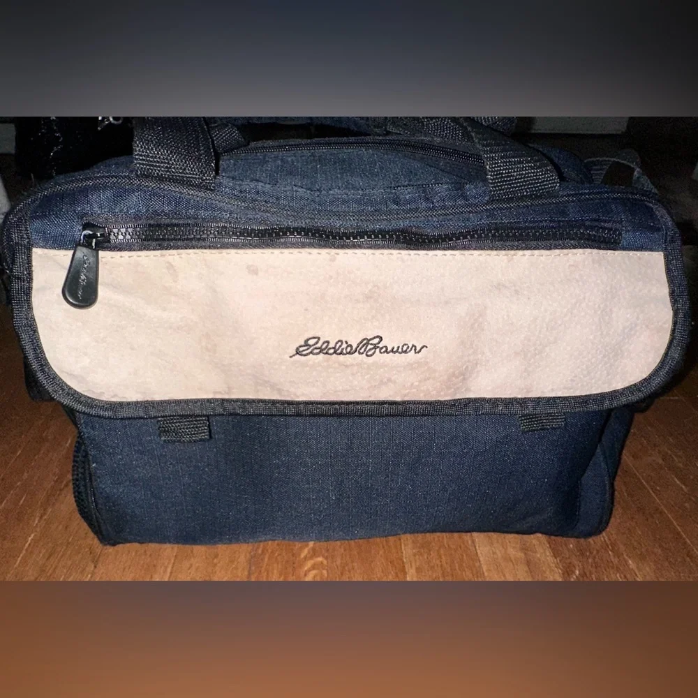 Eddie Bauer Navy and Beige diaper Baby Bag